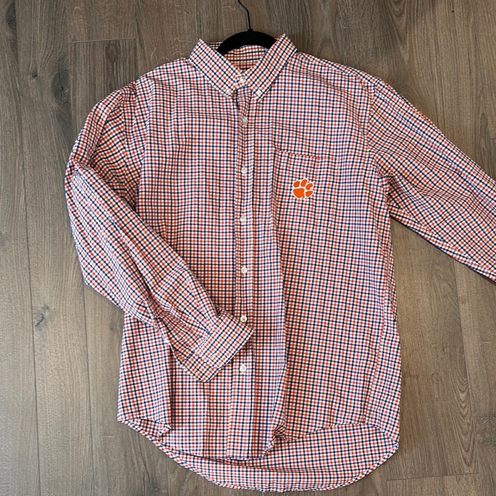 Clemson Orange and Purple Casual Button Down Shirt